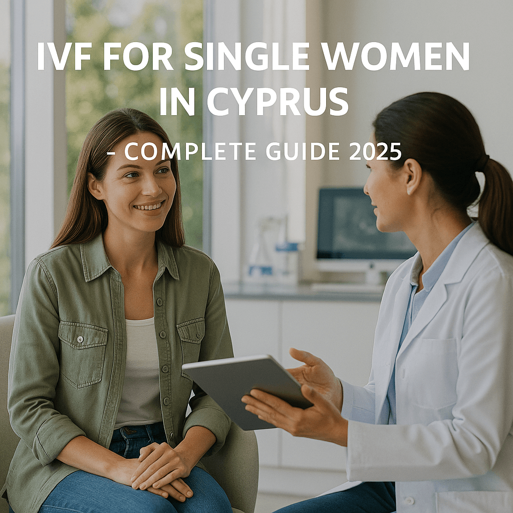 A single woman consulting a fertility doctor about IVF treatment options in Cyprus