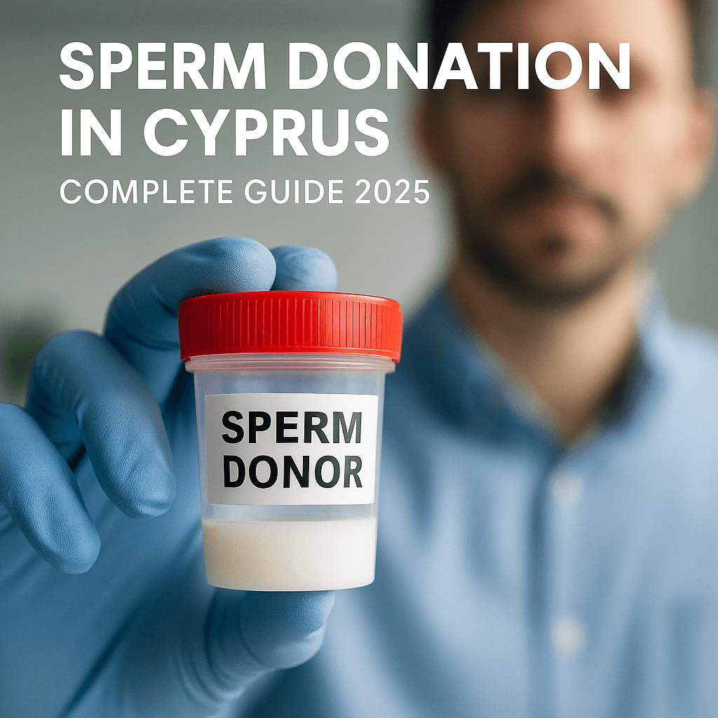 Man holding sperm donor container in a fertility clinic in Cyprus