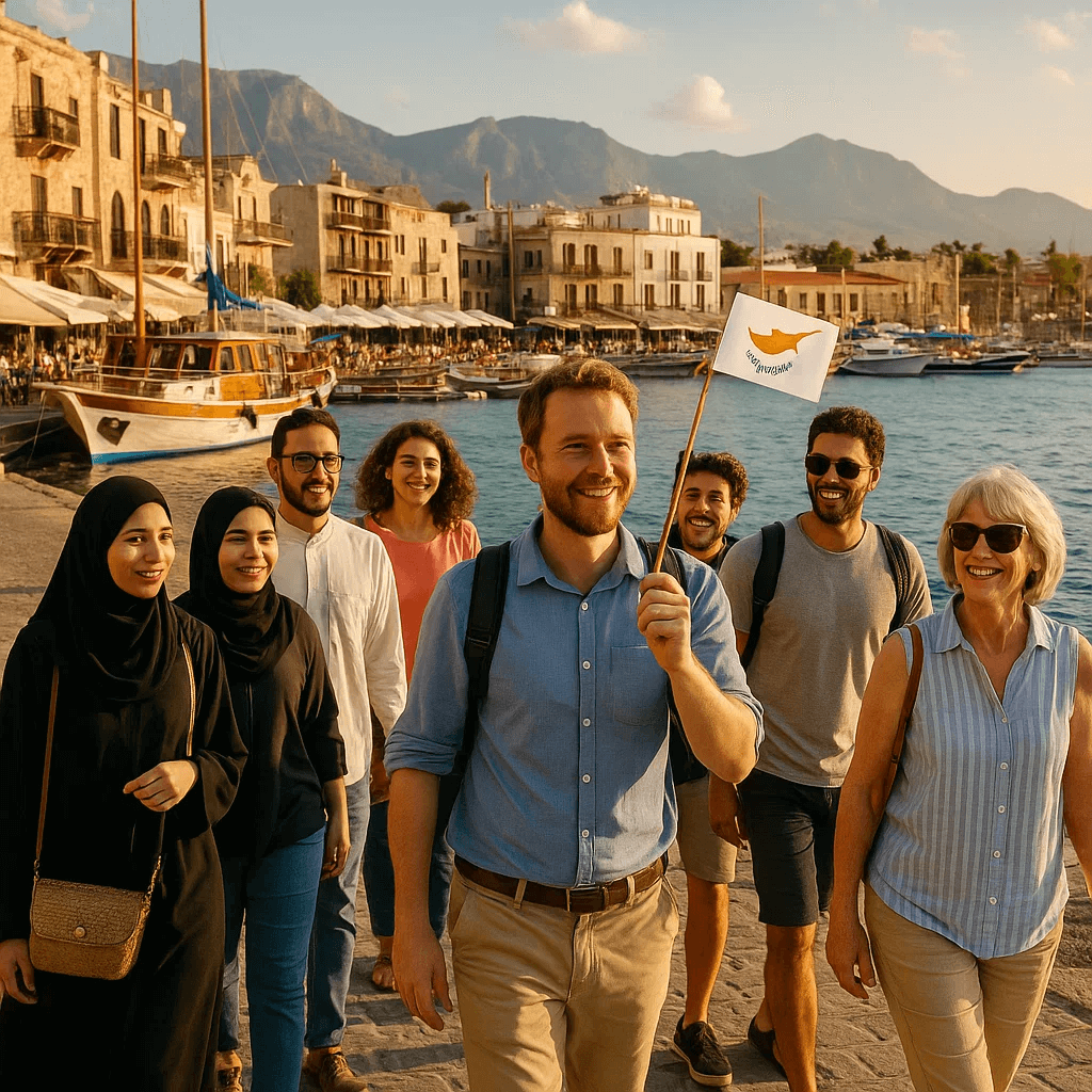 "مجموعة سياح يزورون أفضل مدن شمال قبرص في جولة سياحية منظمة من Kind of Health تشمل كيرينيا والميناء القديم"